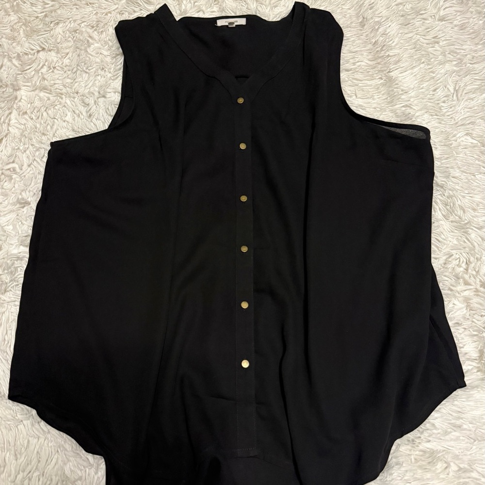 Maurices Black Sleeveless Blouse with Gold Buttons